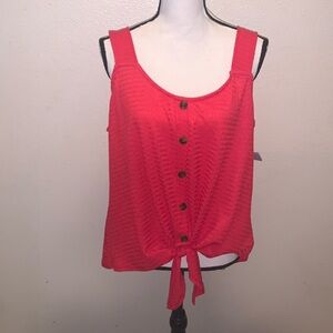 NWT Just Be red 3X front knot button down tank top
